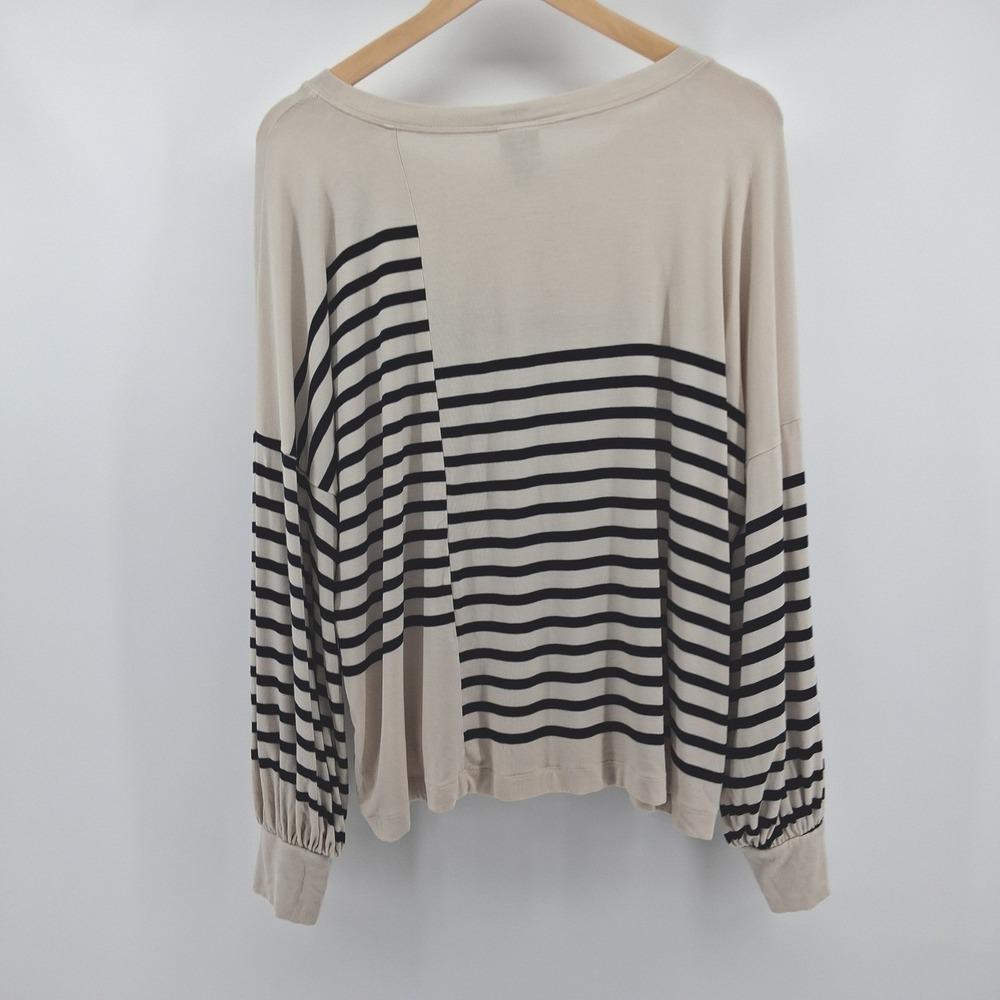 Cabi Cream Navy Striped Dolman Sleeve Top Large Coastal Nautical Balloon‎ Sleeve - Picture 8 of 10